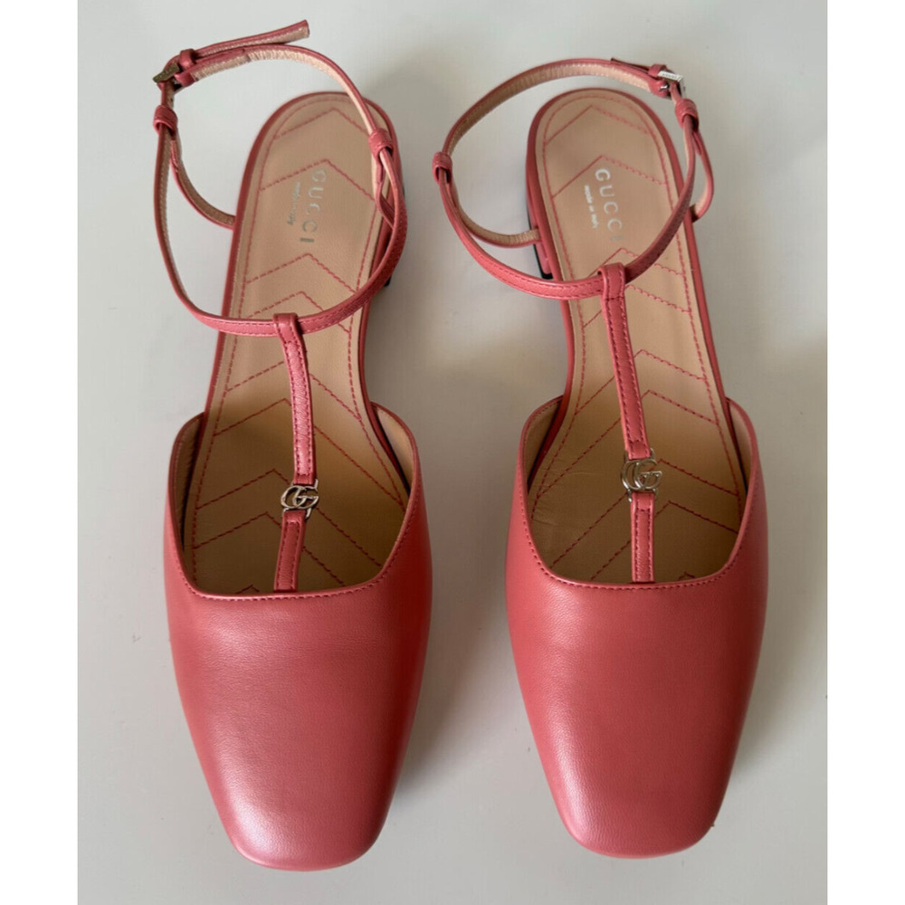 Gucci Women's GG Pink Ballet Flat Leather Sandals 9.5 US (39.5 Eu) IT 754136 NIB - Picture 3 of 13